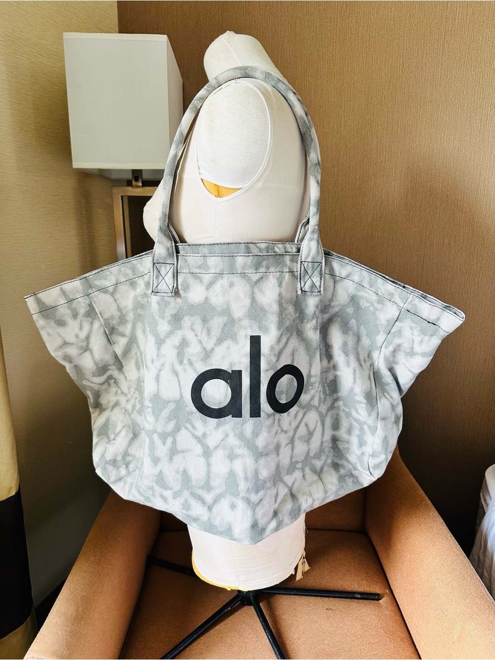 ALO Yoga Light Gray Tie-Dye Canvas Tote